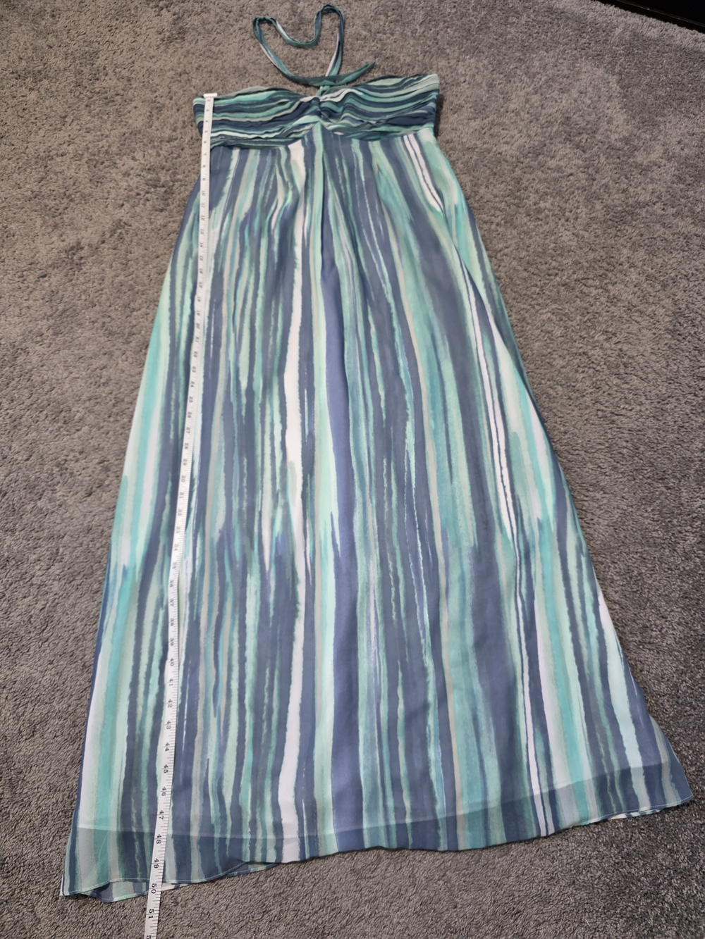 LC Lauren Conrad Aqua and Teal Striped Maxi Skirt